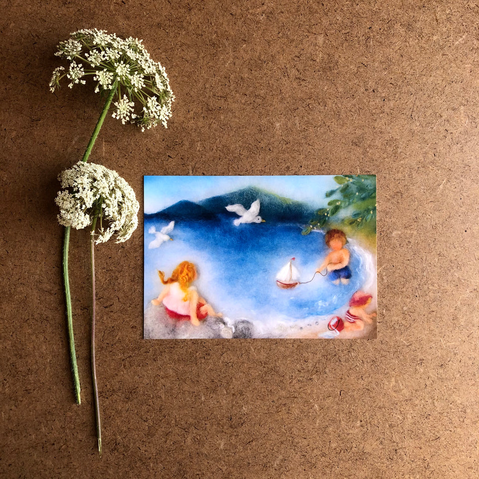 CHILDREN AT THE SEASIDE POSTCARD ~ FRANZISKA SERTORI-KOPP