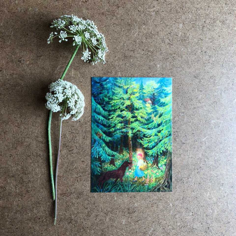 LITTLE RED RIDING HOOD POSTCARD ~ GABRIELA DE CARVALHO