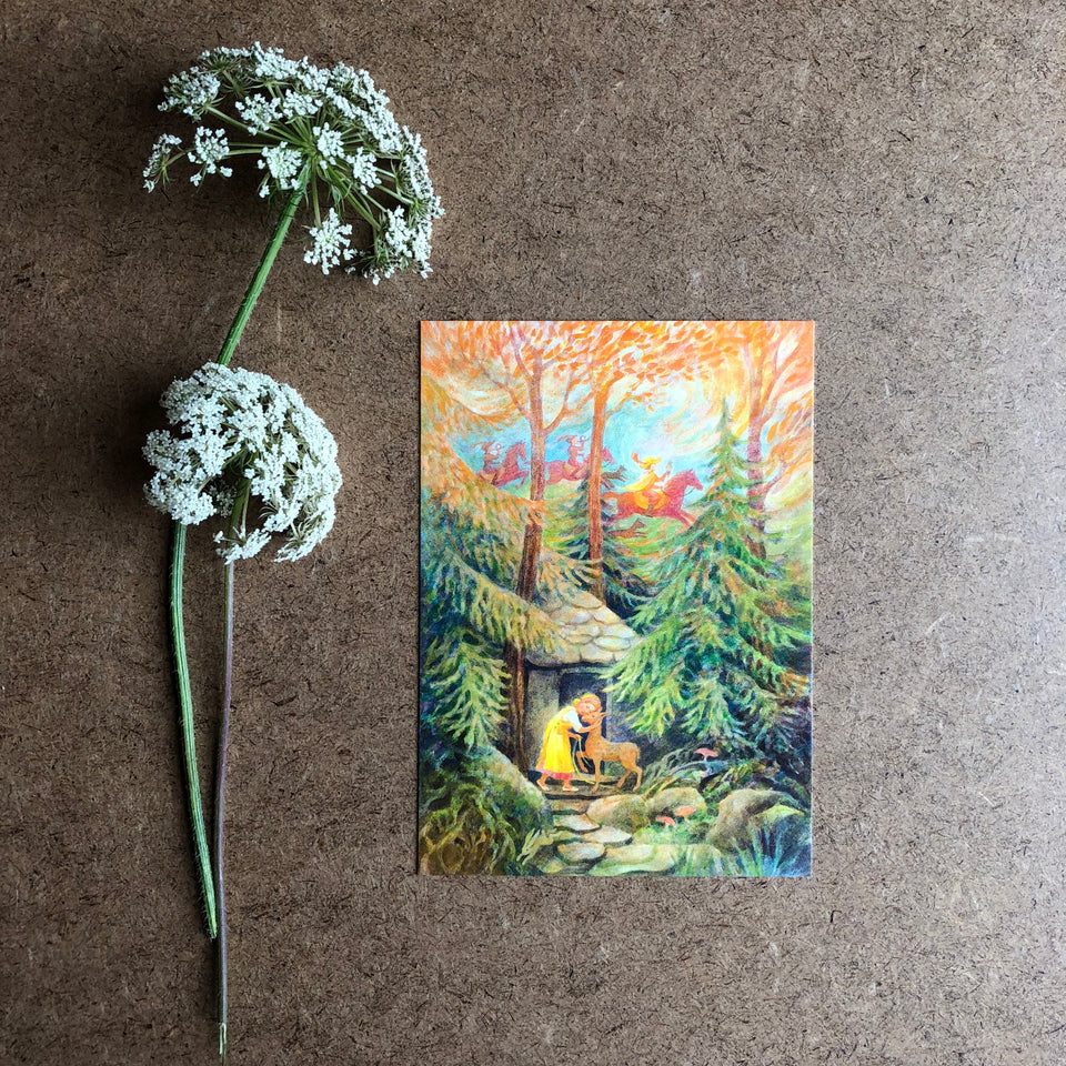 LITTLE BROTHER AND LITTLE SISTER POSTCARD ~ GABRIELA DE CARVALHO