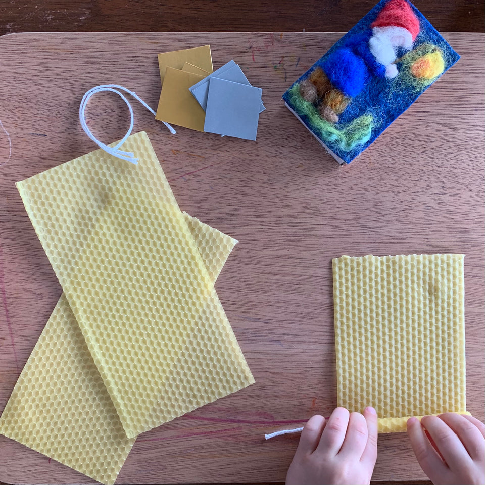 BEESWAX CANDLE ROLLING KIT with decorative wax