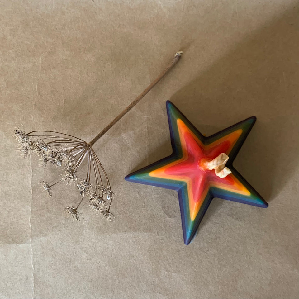 STAR CANDLE ~ NATURAL or RAINBOW