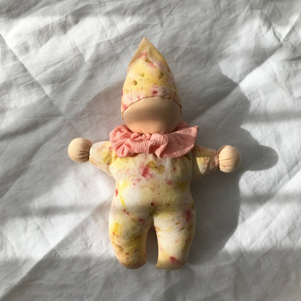 SOFT GNOME DOLL ~ YELLOW & PINK ~ FORAGED & FOUND