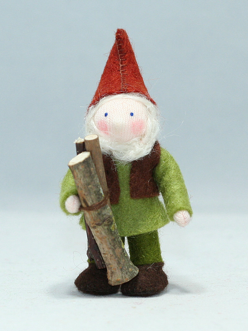 FOREST GNOME FAMILY ~ GRANDFATHER WITH FIREWOOD