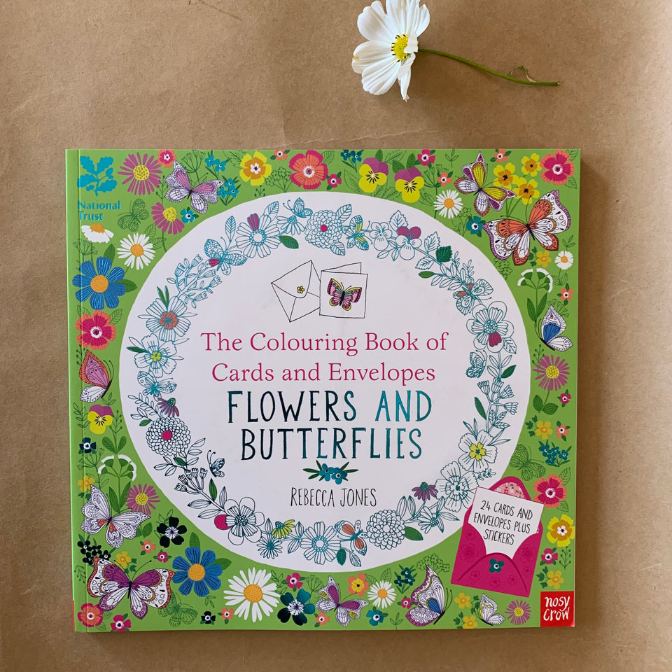 THE COLOURING BOOK OF CARDS & ENVELOPES ~ FLOWERS & BUTTERFLIES